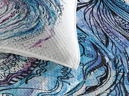 Ambesonne Jellyfish Coverlet Set King Size Blue Purple White