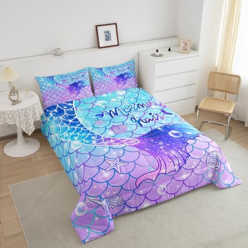 Feelyou Mermaid Comforter Set for Kids Full Size
