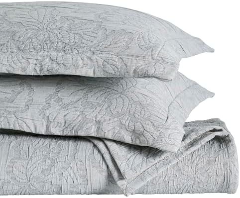 Superior 3 Piece Cotton Bedspread Set - Hibiscus Collection California King Grey