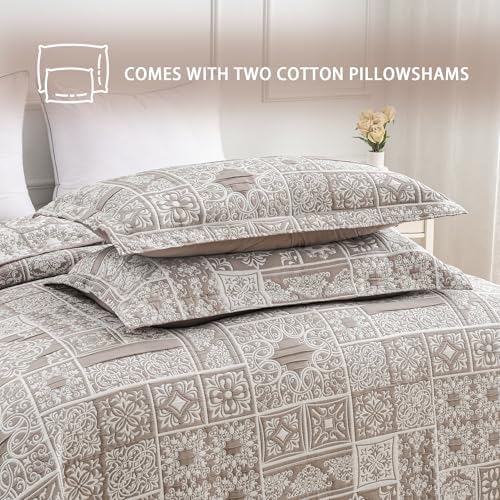 Asuexpect 3 Piece Patchwork Bedspread Set King Size