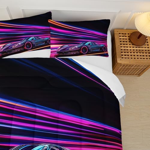 Racing Car Kids Comforter Set Queen Size