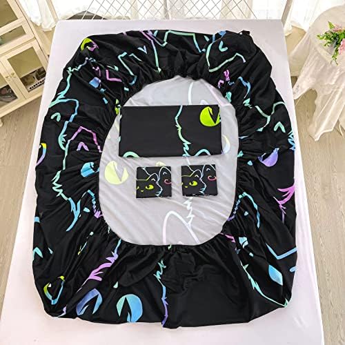 Cute Cartoon Cat Sheet Set Twin Size 4 Piece