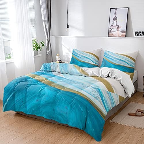 LooPoP 4PCS California King Duvet Cover Set Blue Ombre Marble Gradient