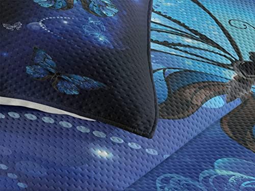 Lunarable Dark Blue Coverlet Set Queen Size