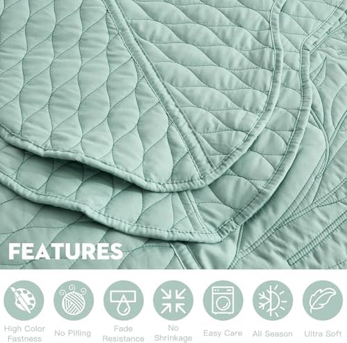 DaisyHuang Botanical Bedspread Set - Leaves Pattern Queen Size 4 Piece