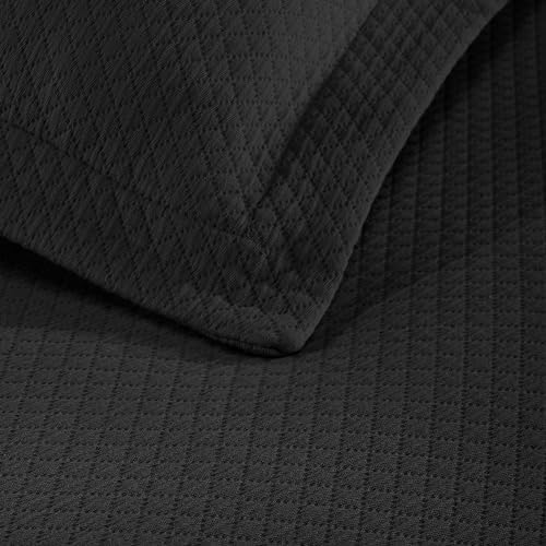 Superior Solitaire Cotton Bedspread Set 3 Piece Twin Black