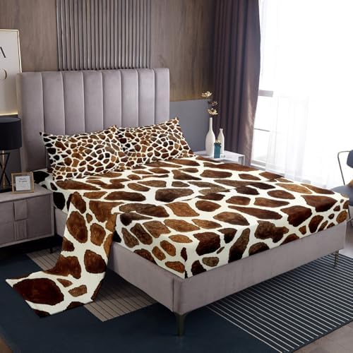 Feelyou Giraffe Print Sheet Set King Size 4Pcs 1