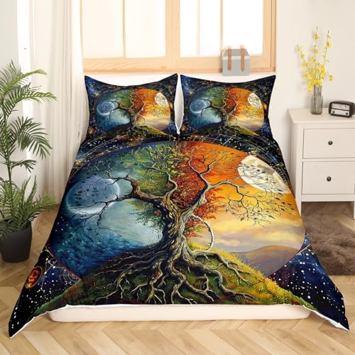 Feelyou Galaxy Tree of Life Queen Duvet Cover Set