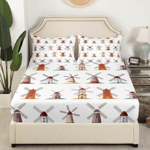 Erosebridal Wooden Windmill Bed Sheet Set Twin
