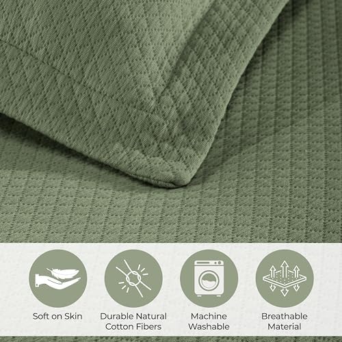 Superior Oversized Bedspread Set Diamond Solitaire Design Twin Sage
