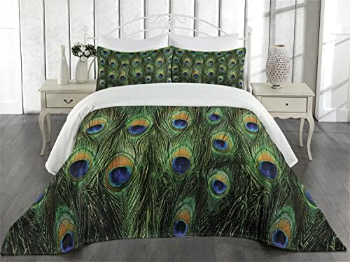 Ambesonne Peacock Coverlet Set 3 Piece King Size