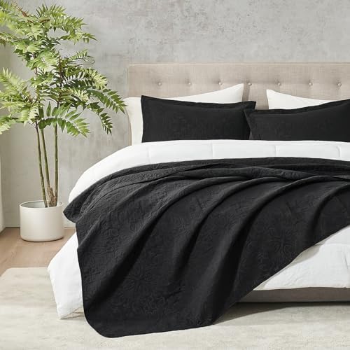 Hansleep Black Quilt King Size - Baroque Ultra Soft Bedspread Set