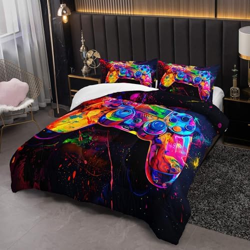 OUIXOTIC 3D Gaming Comforter Set for Boys Full Size