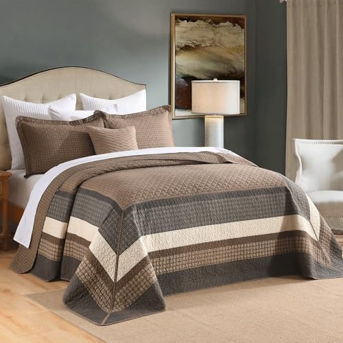 FineStichery Oversized Quilt Bedspread 3 Piece Set