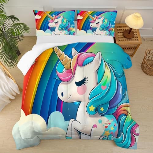 FUYEUN Unicorn Comforter Set Twin Size