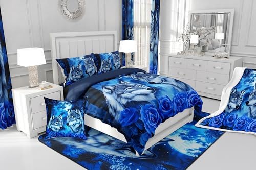 Erosebridal Wolf Couple King Size Bedding Set