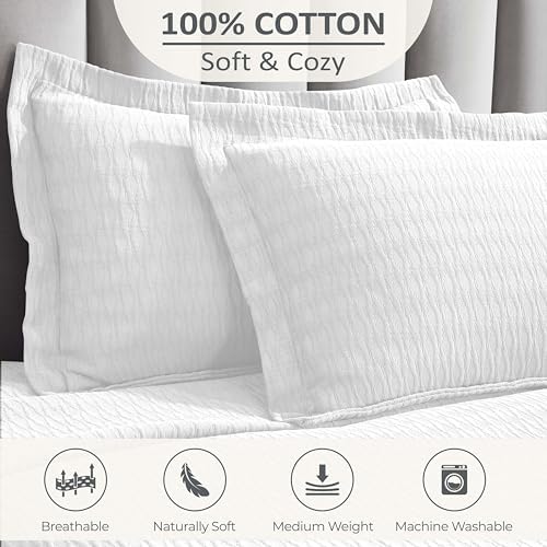 Superior 3-Piece Cotton Bedspread Set White