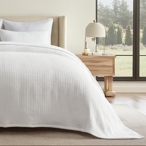 Evergracehome Cotton Bedspread Queen Set White