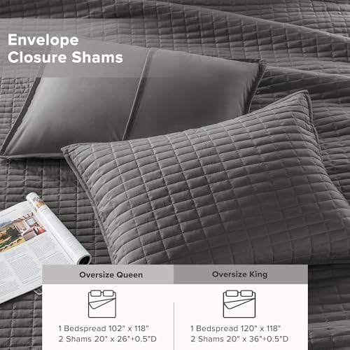 Comfort Spaces Charcoal King Quilt Set 3 Piece 1