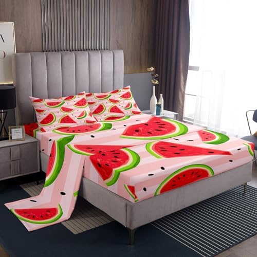 Feelyou Watermelon Sheet Set 4Pcs King Size Kids Bedding
