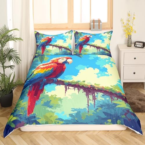 Feelyou Colorful Parrots Duvet Cover Set 3Pcs 1