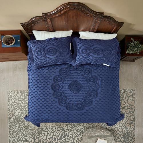 Better Trends Chenille Bedspread Set King Size Navy