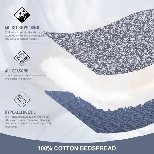 FineStichery Cotton King Bedspread Set 128x120 Blue White
