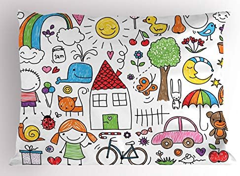 Ambesonne Cartoon Pillow Sham Multicolor