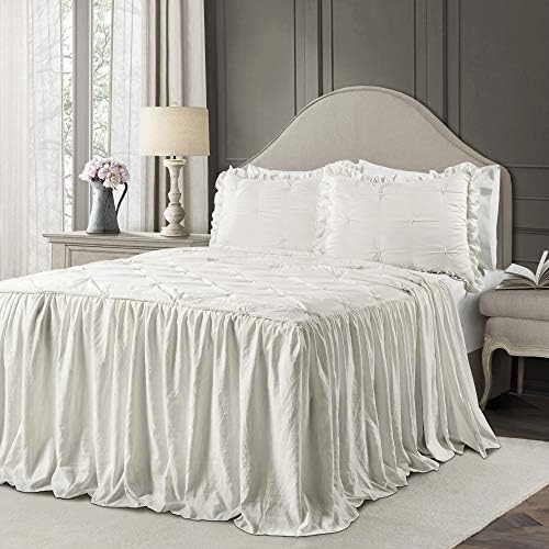 Lush Decor Ravello Pintuck Ruffle Skirt Bedspread Set King White
