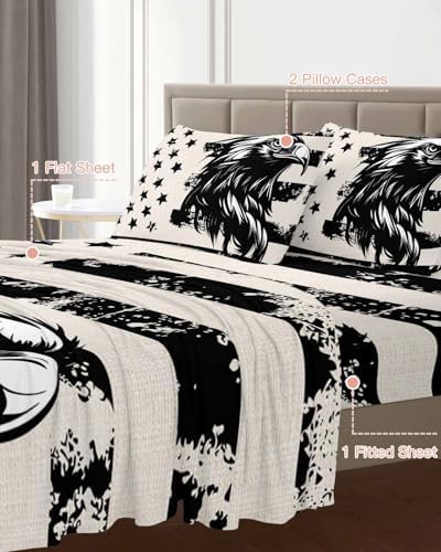 Boanket 4th of July Full Sheet Set - Black Eagle Pattern