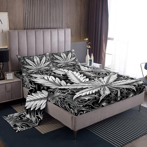 Feelyou Kids Psychedelic Leaf Sheet Set 4Pcs King Size