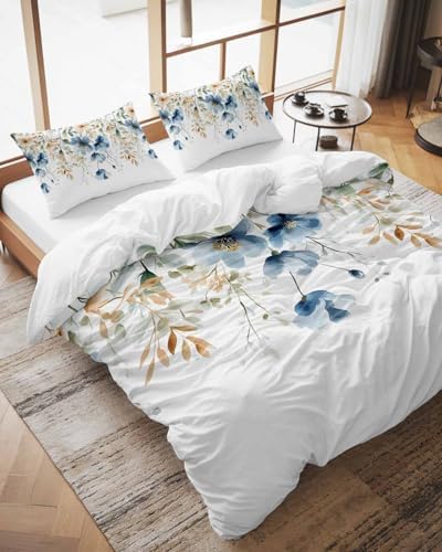 ZOE GARDEN Blue Floral Duvet Cover Set