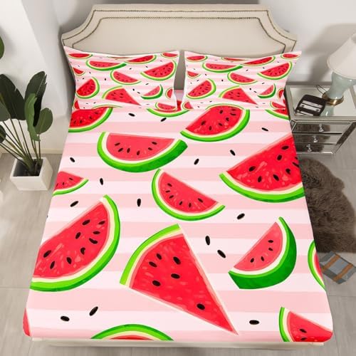 Feelyou Watermelon Sheet Set 4Pcs King Size Kids Bedding