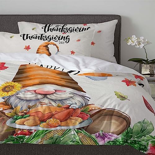 ZOE GARDEN Turkey Day Queen Duvet Cover Set with Zipper and Tiers