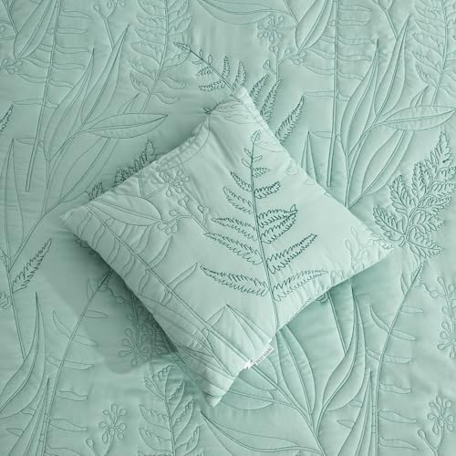 DaisyHuang Botanical Bedspread Set - Leaves Pattern Queen Size 4 Piece
