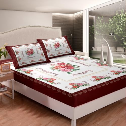 Homewish Red Rose Twin Bedding Set with Pillowcase