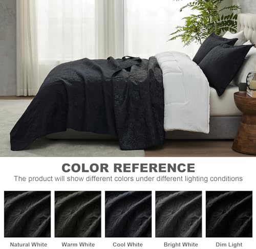 Hansleep Black Quilt King Size - Baroque Ultra Soft Bedspread Set