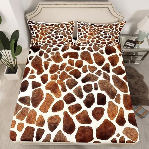 Feelyou Giraffe Print Sheet Set King Size 4Pcs 1