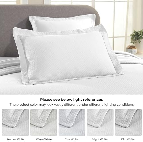Superior 3 Piece Solitaire Cotton Bedspread Set Full White 1