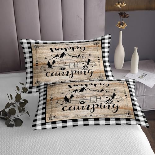 Erosebridal Happy Camping Queen Quilt Set
