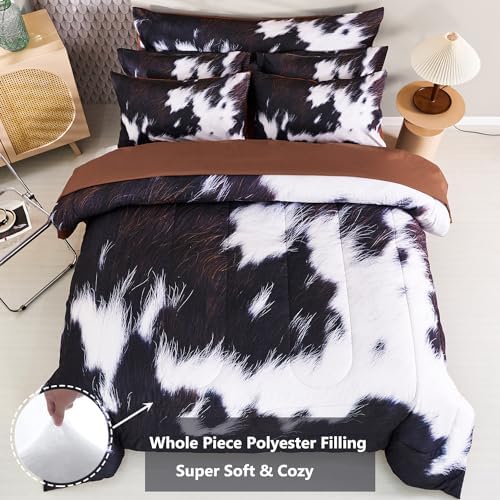 SUCSES 8-Piece Cal King Comforter Set with Cow Fur Print 1