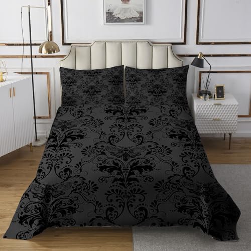 Erosebridal Black Damask Bedspread Set Queen Size