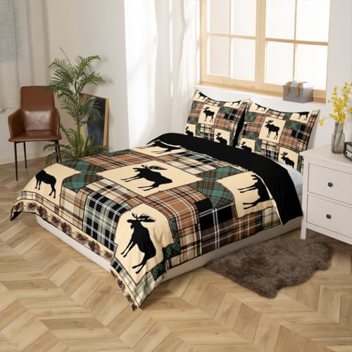 Erosebridal Rustic Moose Duvet Cover Set Queen Size 1