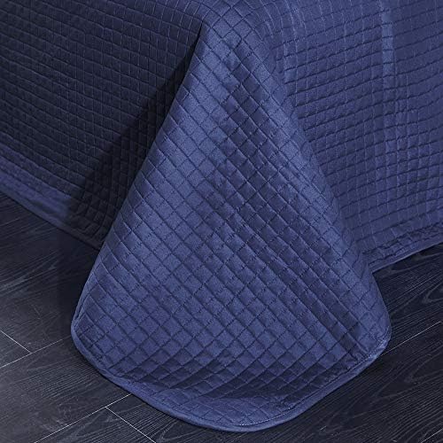 Everest Supply Oversize Queen Box Stitch Blue Bedspread Set
