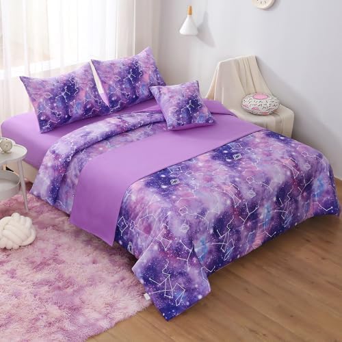 JQinHome Galaxy Gradient Comforter Set for Girls