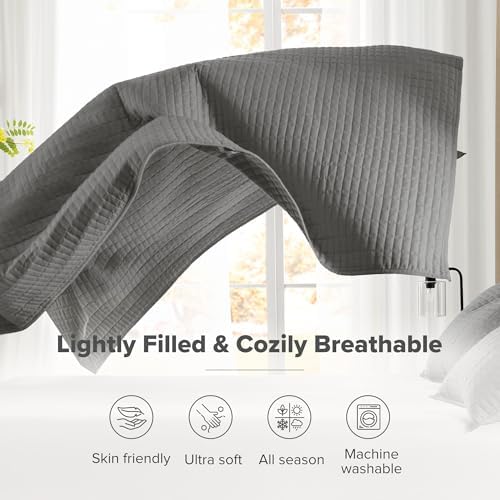 Comfort Spaces Charcoal King Quilt Set 3 Piece 1