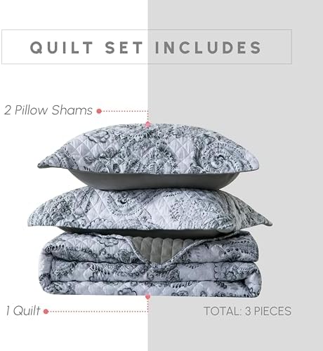 Elegant Comfort 3-Piece Reversible Floral Paisley Bedspread Set 1