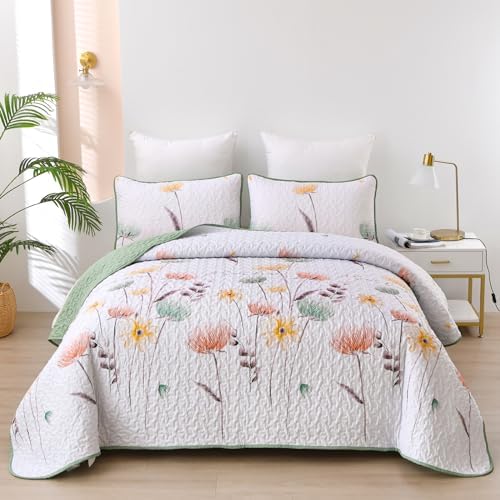 Dinjoy Floral King Size Quilt Set 3 Pieces
