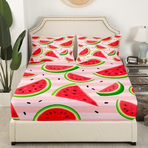 Feelyou Watermelon Sheet Set 4Pcs King Size Kids Bedding