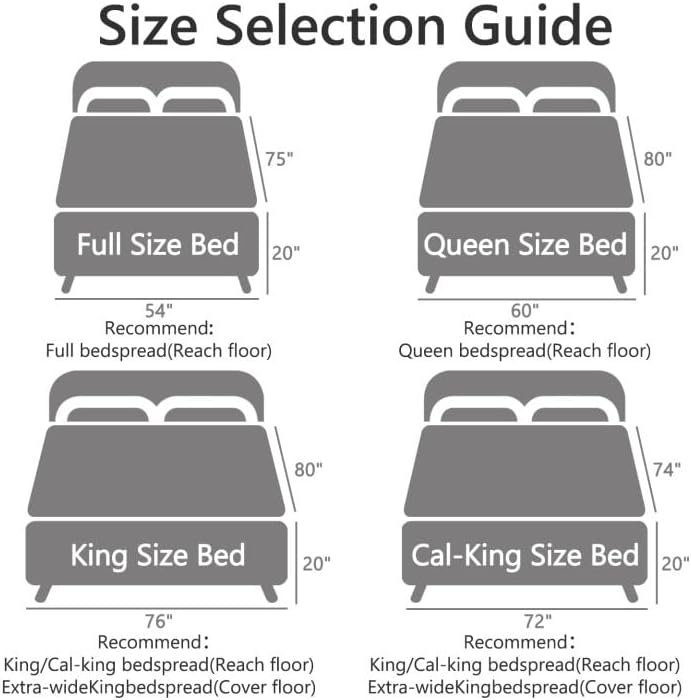 CHIXIN Oversized Bedspread Set - King Size Damask Paisley